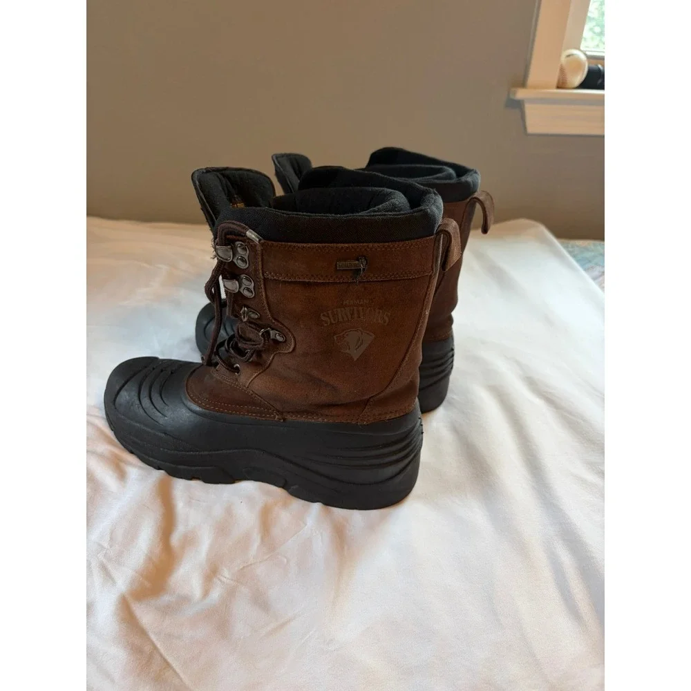 Herman Survivors Mens Snow Boots Waterproof 400g Thinsulate Brown Leather